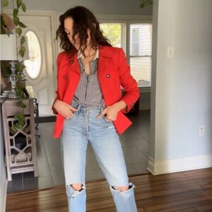 Lands' End Women's Vibrant Red Pea Coat